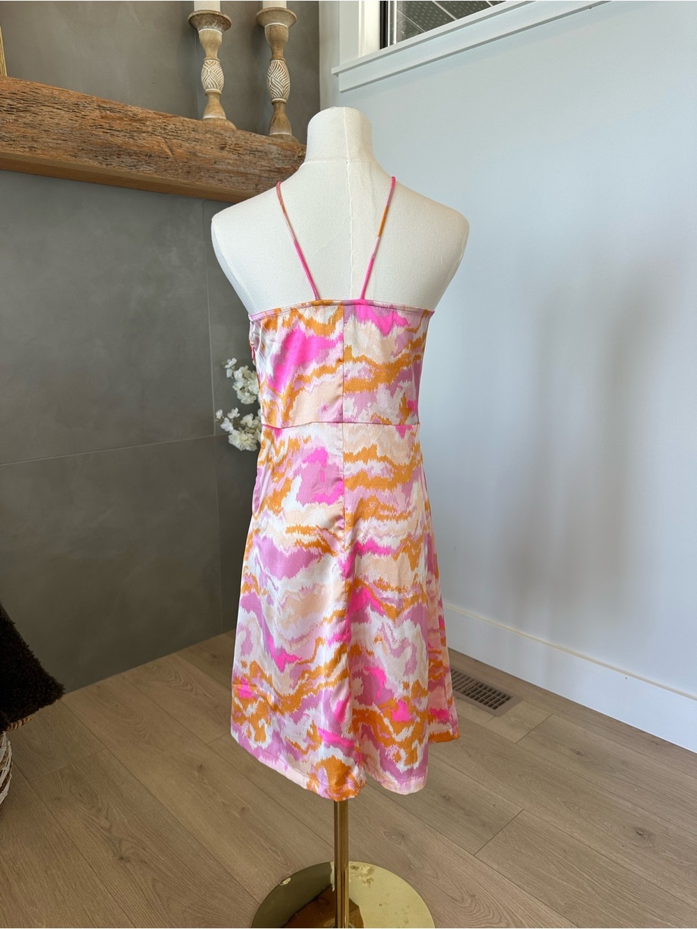 Satin Slip Pink and Orange Dress - Picture 5 of 6